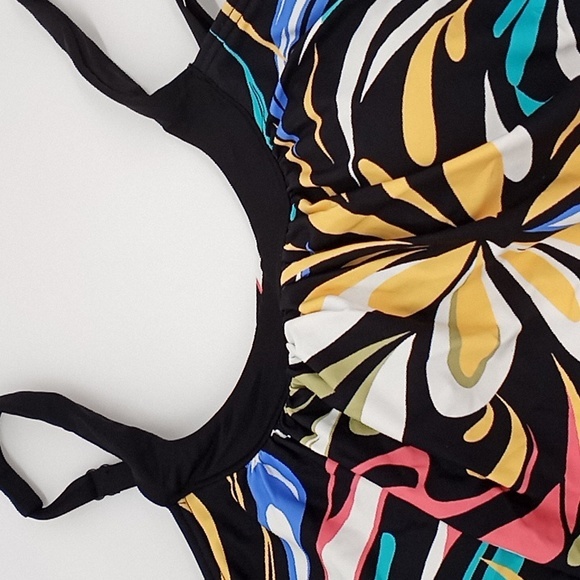 Coco Reef Retro Swirl‎ Ultra Fit Bra-Sized Underwire Tankini Swim Top Black 34C - Picture 3 of 11